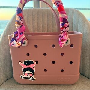 BOGG BAG Pink Tote with Patterned Handles